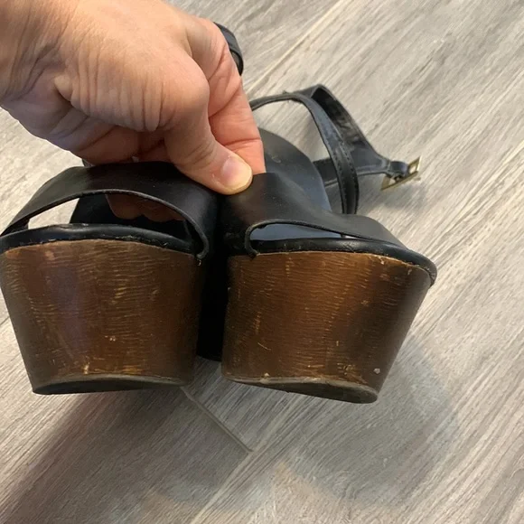 Vintage bamboo platform wedge heels 5.5 preowned - Picture 4 of 12